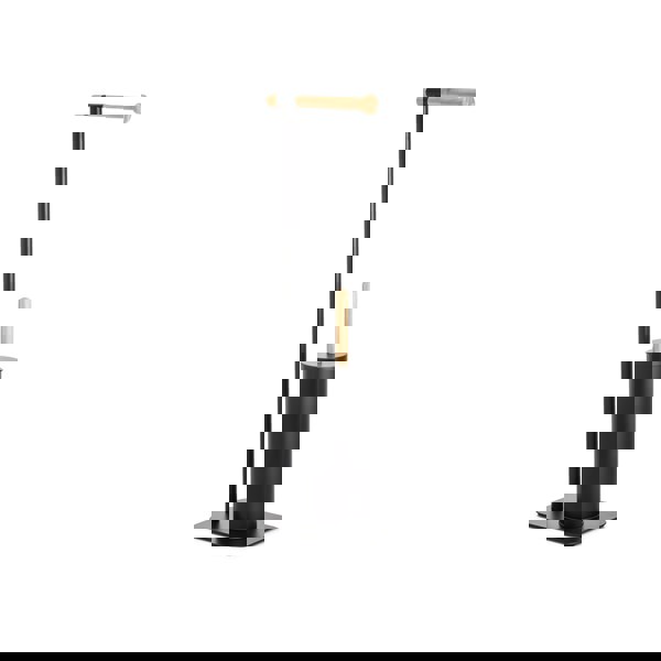 Showerdrape Sonata Black & Bamboo Toilet Roll Holder & Toilet Brush Combination