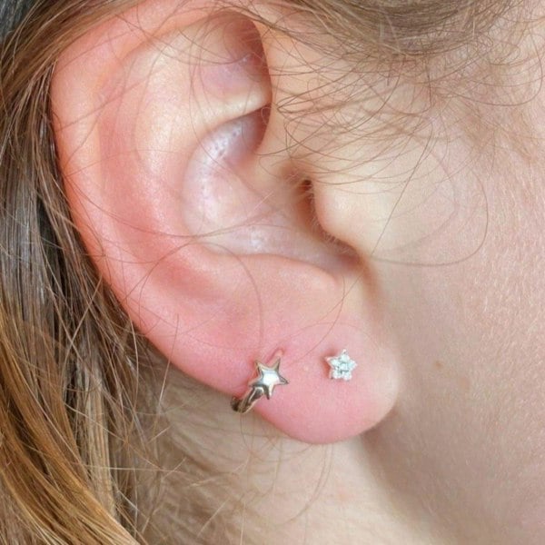 Sterling Silver Star Sleeper Earrings - Reeves & Reeves