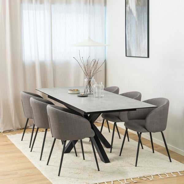 Furniture To Go Heaven Extendable Dining Table with Ceramic Grey Top 168cm