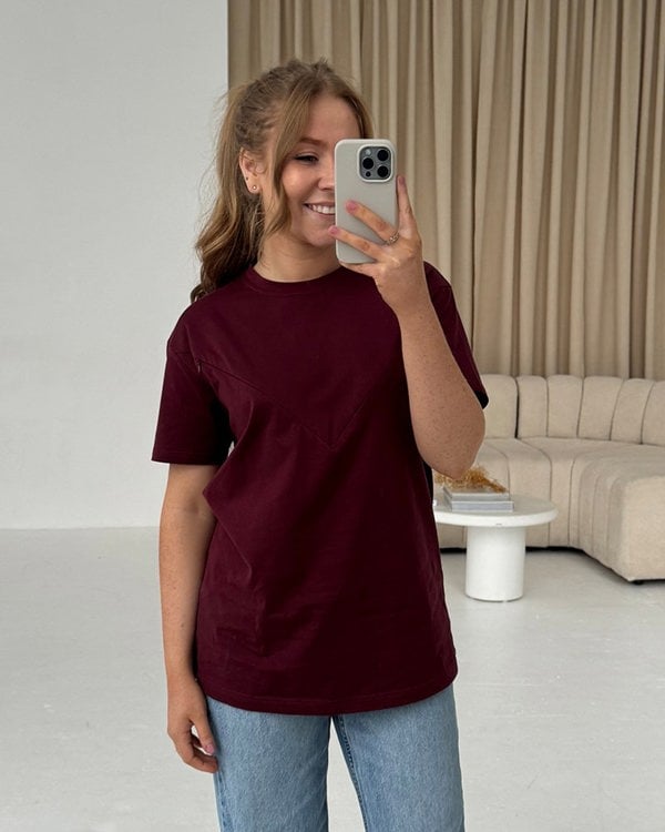Pretty Mama Everyday Oversized Breastfeeding Tshirt- Plum