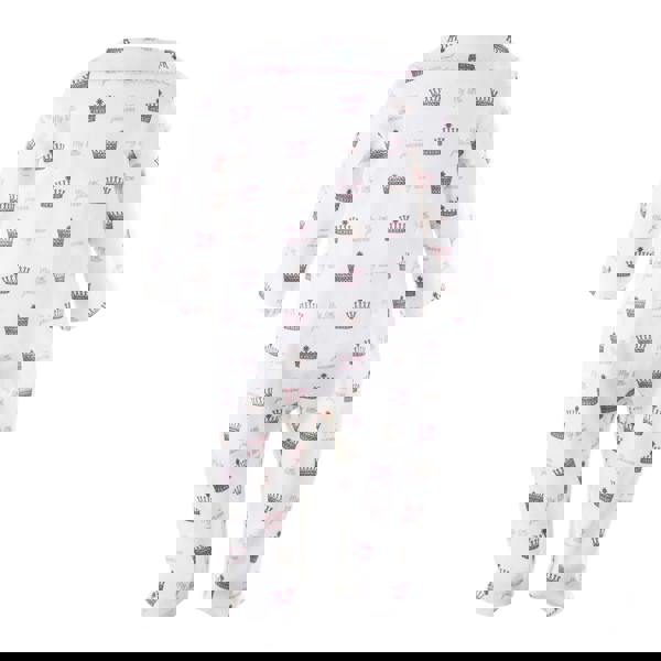 Ivory cotton babygro with My Little Princess print in pink and grey and pink picot trimmed collar