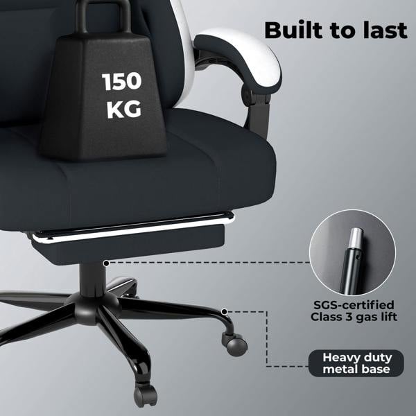 Levede Office Desk Chair Fabric Gaming Recliner Adjustable Height Swivel Black