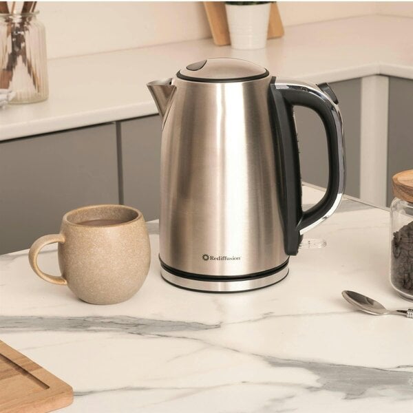 Rediffusion Brushed Stainless Steel 1.7L Kettle & 4 Slice Toaster Set