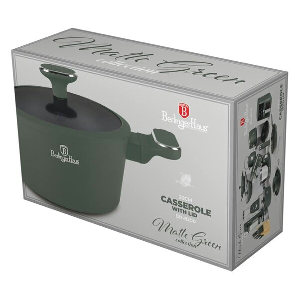 Berlinger Haus Casserole with lid, 20 cm Berlinger Haus BH8200 Matte Green