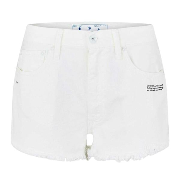 Off White Womens/Ladies Denim Distressed Shorts - White/Black - 