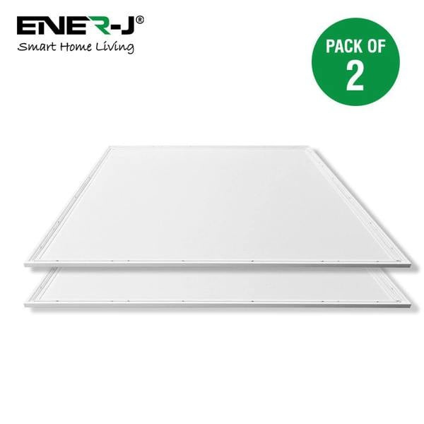 ENER-J 595x595x30mm 40W LED Slim Backlit Ceiling Panel, 6000K, IP20, Eco-Friendly, 2-Year Warranty - Pack of 6