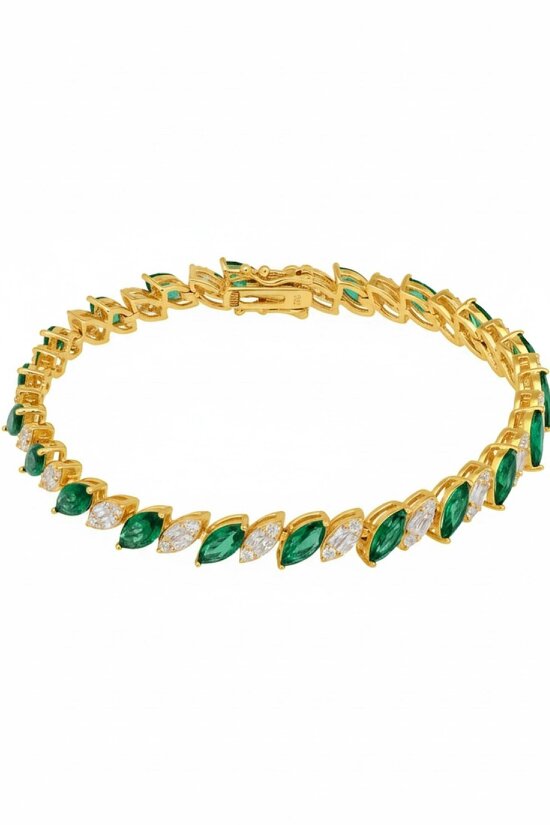 Latelita Viscountess Tennis Bracelet Emerald Gold