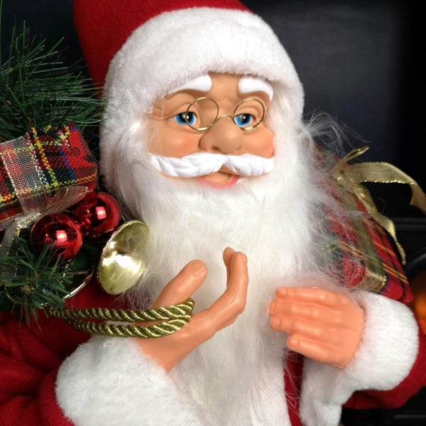 Samuel Alexander 80cm Red Standing Santa Claus Indoor Decoration with Present and Green Sack