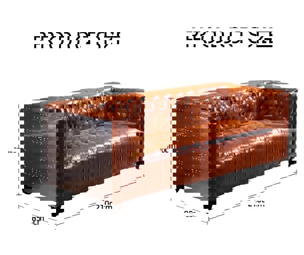 Aviator Three Seater Sofa, Real Leather And Aluminium-Sofas-Weilai Concept-Weilai Concept