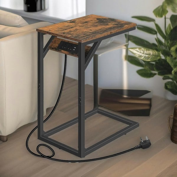 Rafaelo Mobilia C Shaped Table With USB Ports & Power Outlets