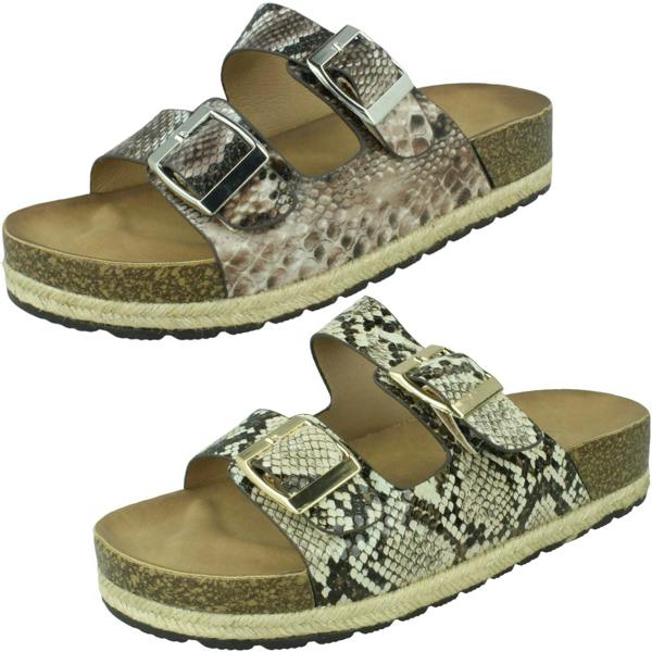 Spot On Ladies Spot On Snake Print Mules F10956