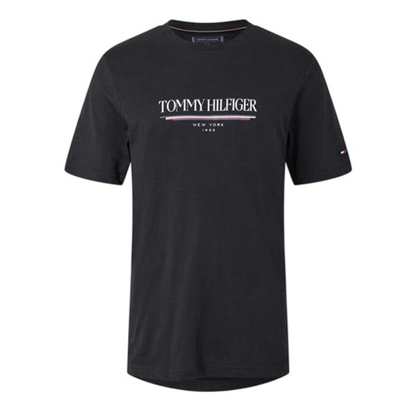 Tommy Hilfiger Mens 1985 Lettering Crew Neck Regular T-Shirt - Black - 