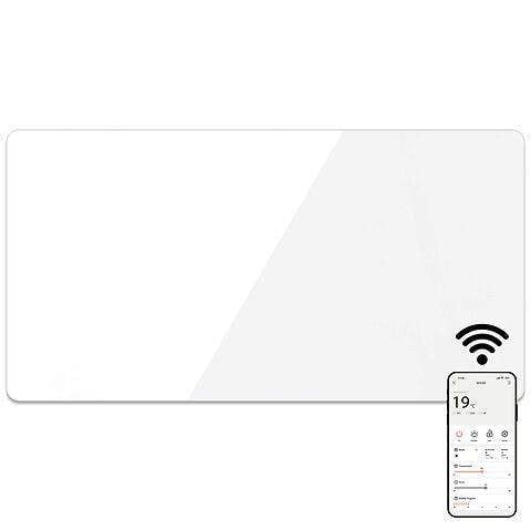 Mylek Radiator Glass Panel Heater White Slimline, Wifi Enabled Smart APP