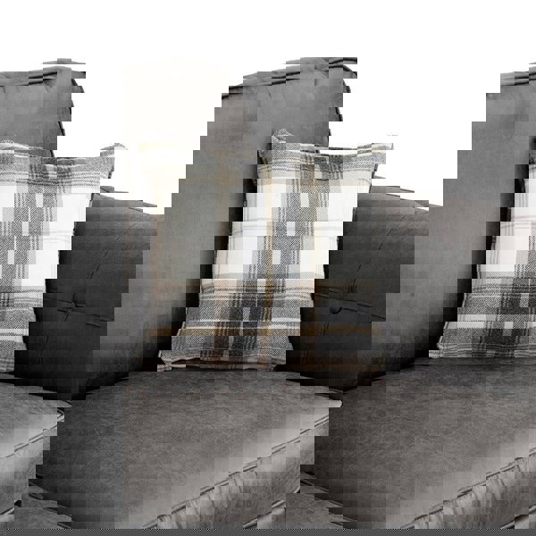 SQUAREBOXX Oakland Suede Sofa 3+2 Seater Fabric Sofa in Charcoal Black