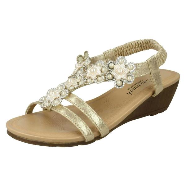 Savannah Ladies Savannah Mid Wedge Slingback Sandals