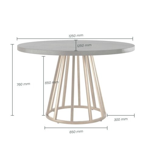 Wyld Haus Lucca Grey Faux Dark Concrete Top and Gold Round Dining Table