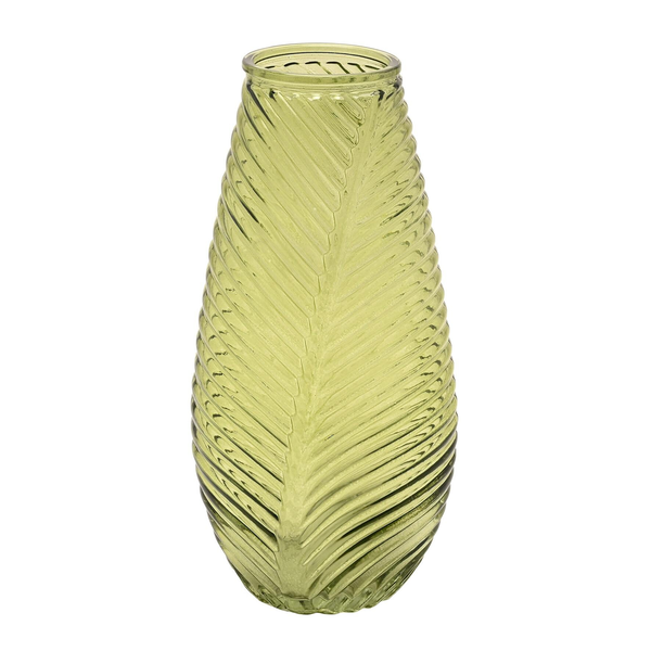 Hestia Green Ribbed Flute Vase