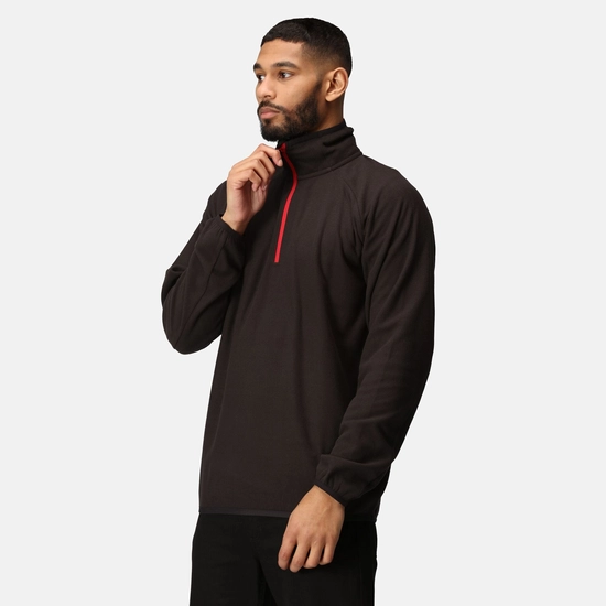 Regatta Mens Navigate Half Zip Fleece - Black/Classic Red