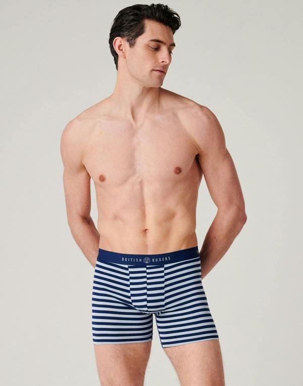 British Boxers Multipack 4 Pairs of Men's Bamboo Stretch Trunks – Maritime