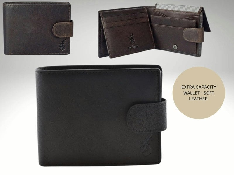 Mala Leather Extra Capacity Wallet – Kalmin Collection – RFID Protected Oiled Leather Tab Wallet with 10 Card Slots & Gift Box