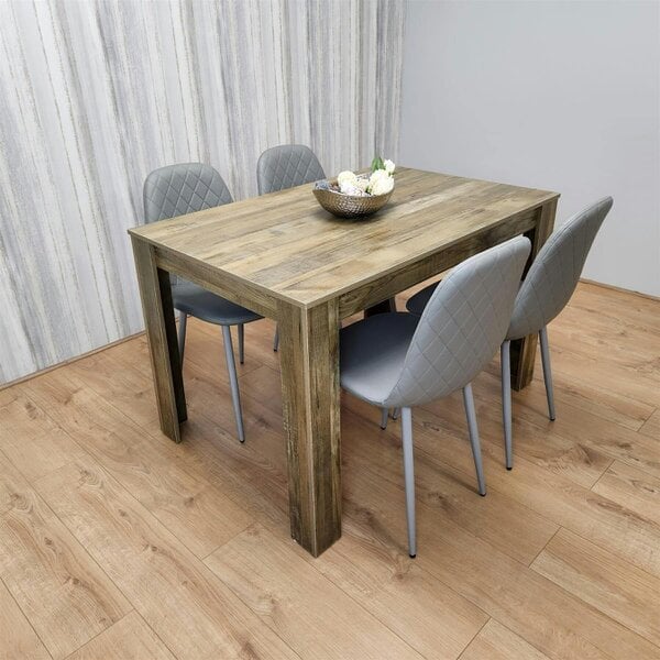 Kosy Koala Modern Dining Table Set With 4 Grey Gem Pattern Chairs Dining Room Furniture