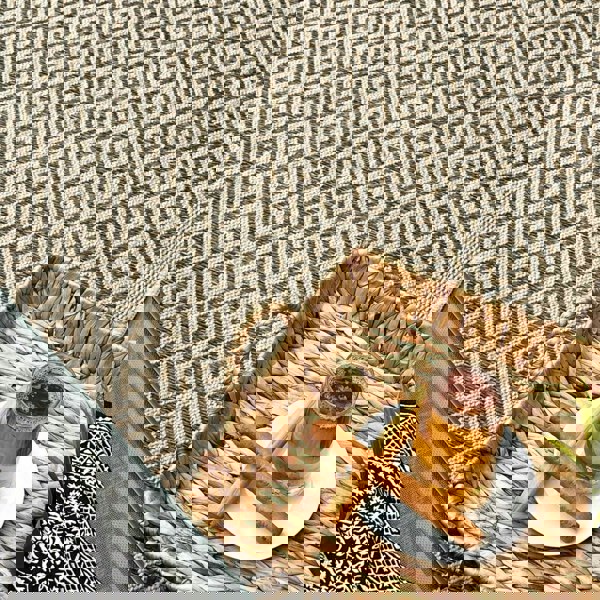 Nature Outdoor Rug Dark Grey jute-look designs and soft, non-shedding texture, moisture and UV protected.