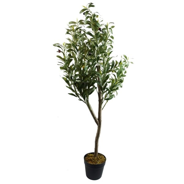 Leaf 120cm Artificial Natural Look Olive Tree with Wooden Trunk