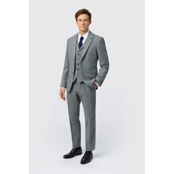 Antique Rogue Slim Fit Dark Grey Herringbone Tweed Jacket