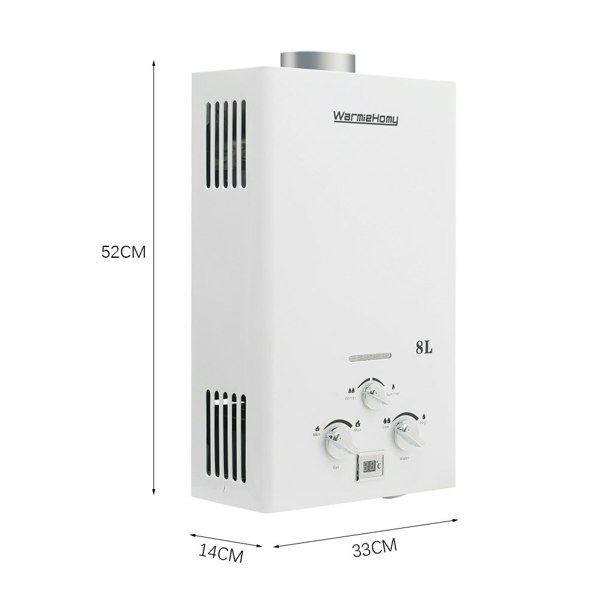 Living and Home 8L 16KW Outdoor Instant Gas Water Heater with Shower Head