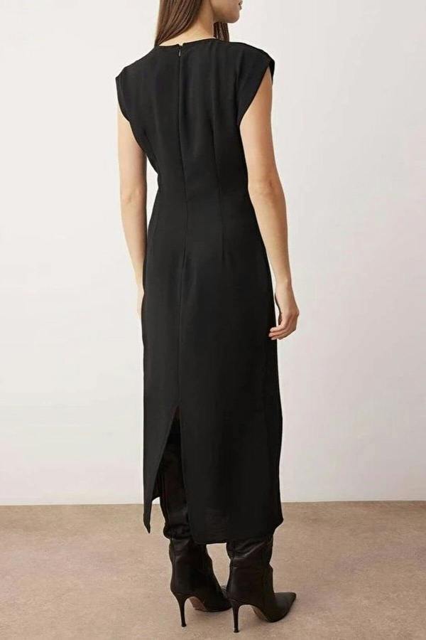 WOVCOR Midi Woven Dress with Accessory Details