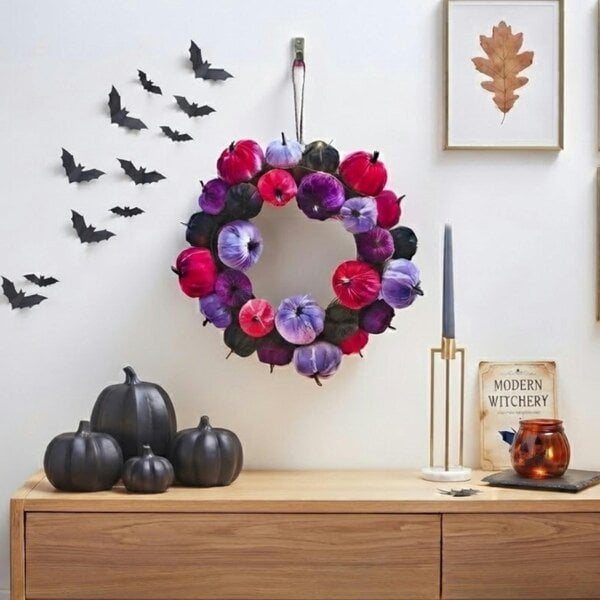 Garden Greatness Hanging Halloween Plush Pumpkin Wreath