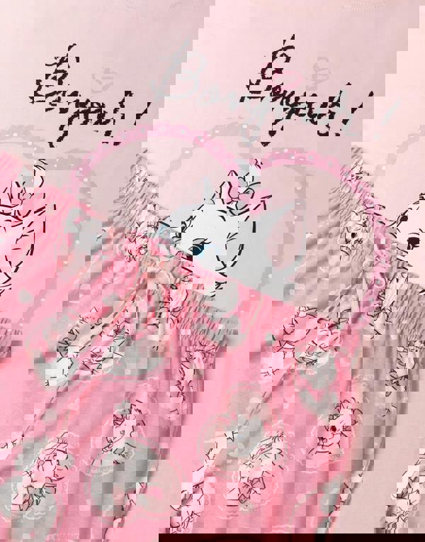 Disney Womens Pink Marie Short Sleeve Long Leg Pyjama Set