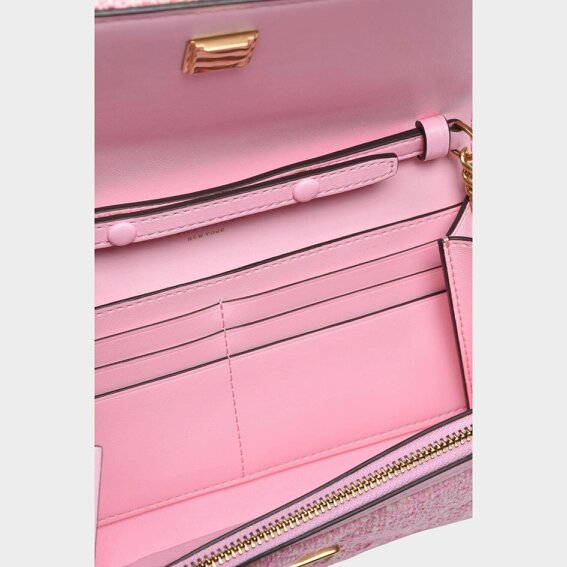 Tory Burch Willa Tweed Chain Wallet Pink