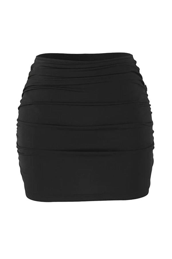 WOVCOR Draped High-Waisted Skirt Bikini Bottom