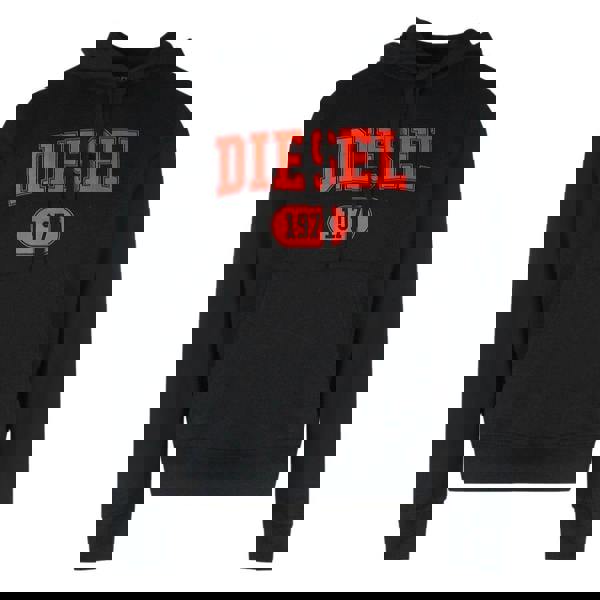 Diesel Mens 1978 Logo Hoodie - Black/Red - 