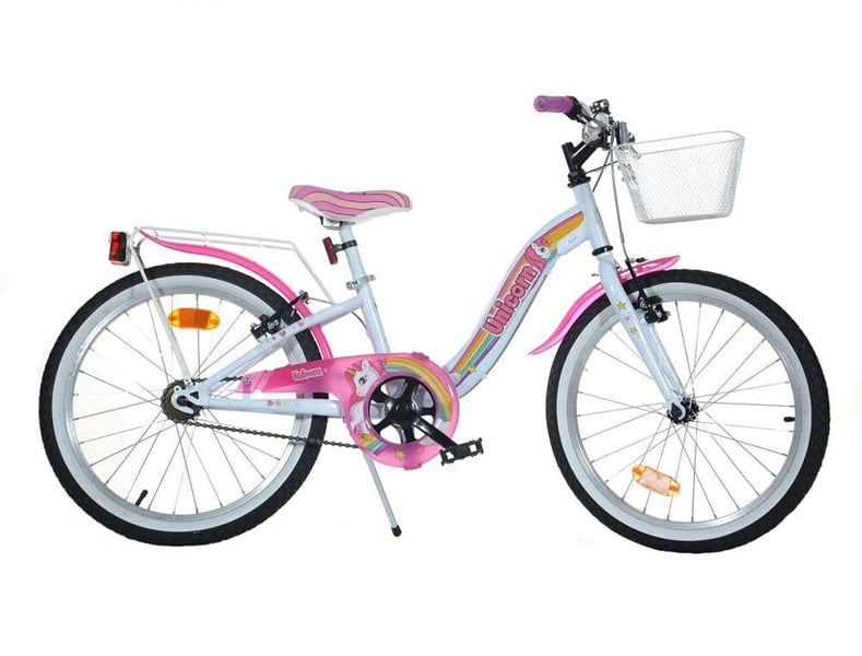 Dino Bikes Dino Unicorn Girls Junior 20" Heritage Dutch Style Bicycle, 10" Frame - White