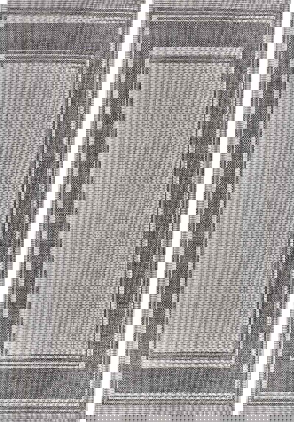 Indoor & Outdoor Tribal Bordered Rug – Grey