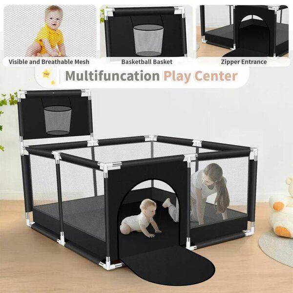 Havendro Baby Playpen Portable Child Safety Yard Activity Center with Basketball l Hoop