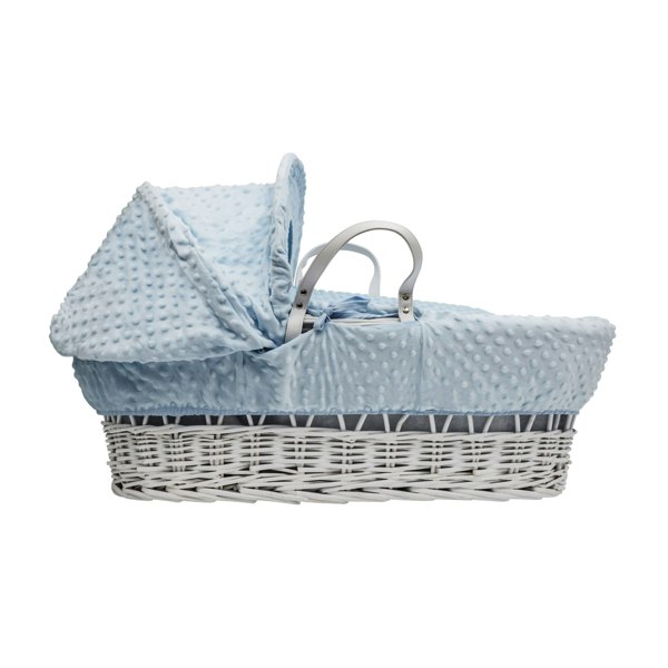 Kinder Valley Blue Dimple White Wicker Moses Basket