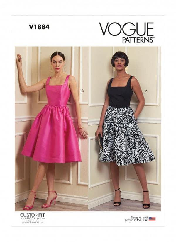 Vogue Sewing Pattern 1884, Dresses for Women, A5 (6-8-10-12-14) - Intermediate