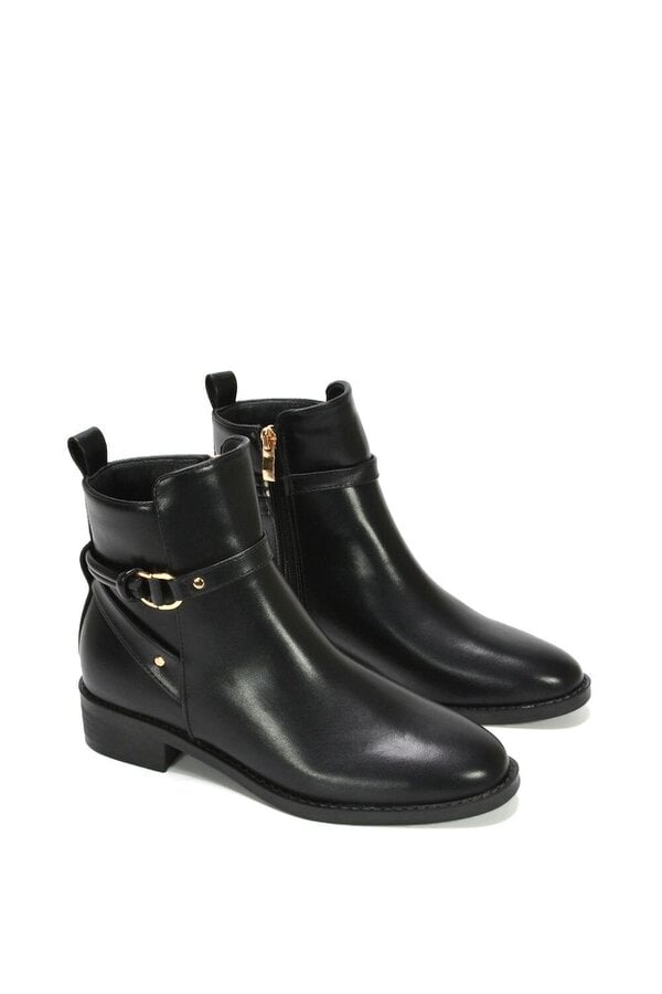 XY LONDON Ankle Boots Buckle Strap Low Heel Chelsea