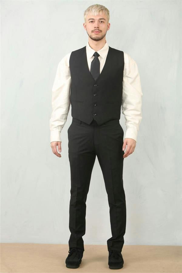 Infinity Leather Men's Black 3 Piece Formal Classic Prom Suit Workwear
