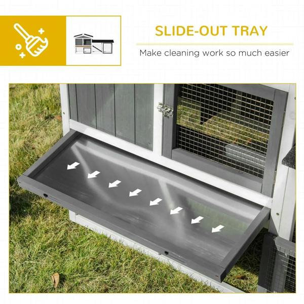 White small animal hutch with slide-out cleaning tray and wire-mesh door openings