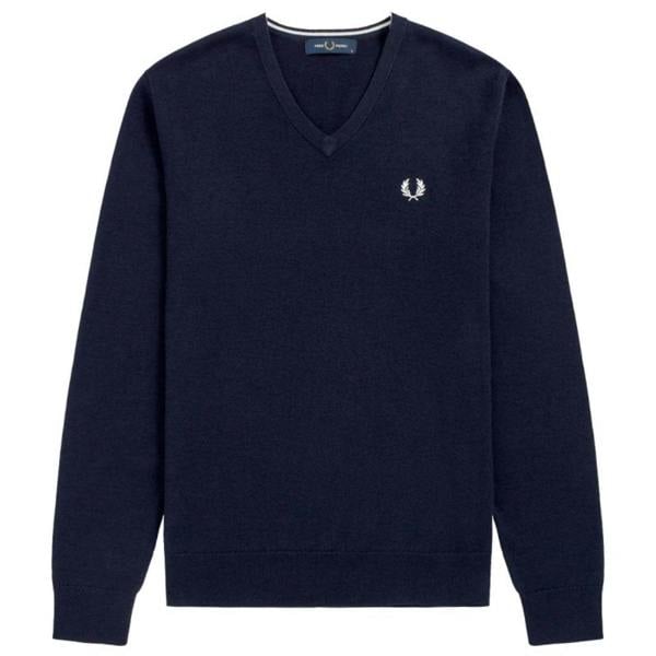 Fred Perry Classic V-Neck Navy Blue Jumper XS