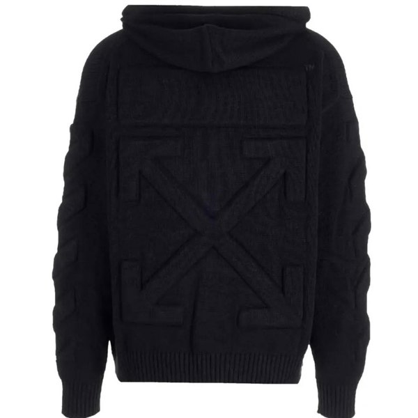 Off-White 3D Diag Knit Black Hoodie S