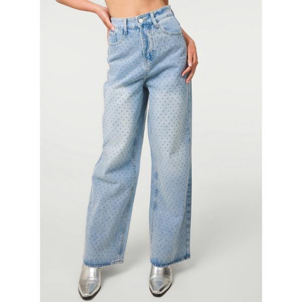 Pink Vanilla All Over Stud Wide Leg Jeans