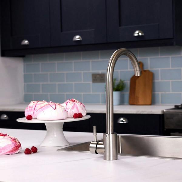 Flode Lillehammer | Single Lever Kitchen Sink Mixer Tap with Swivel Spout | Brushed Steel Finish