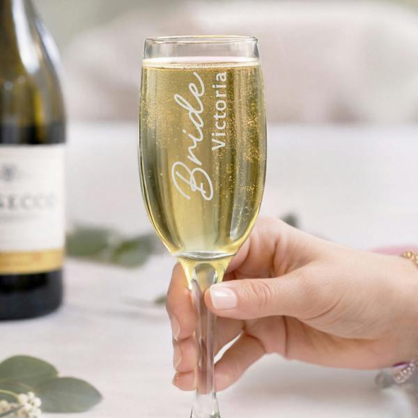 Abode Home & Gifts Personalised 'Bride' Champagne Flute