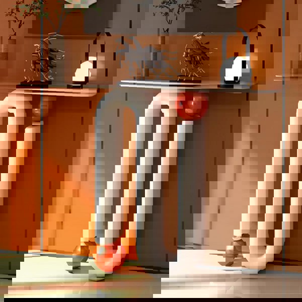 Detail view of Roma Console Table with narrow console table for hallway