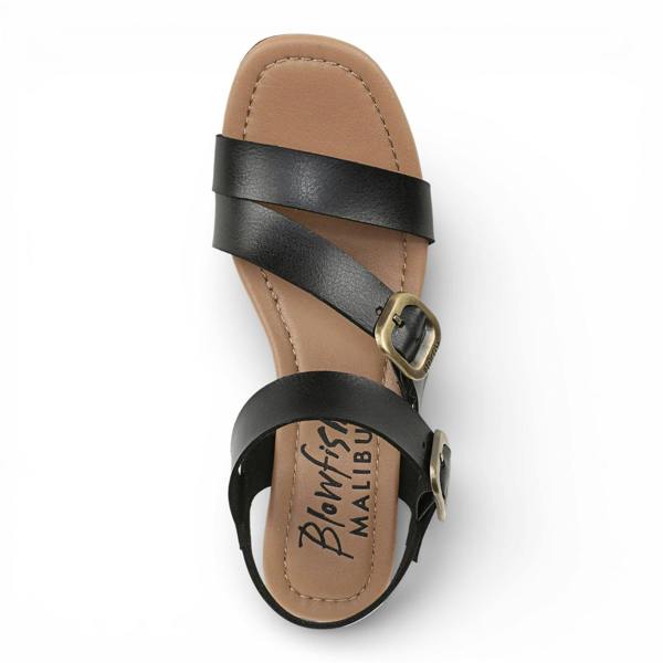Blowfish Malibu Womens Black Wedge Strappy Espadrille Heel Sandals - Ali